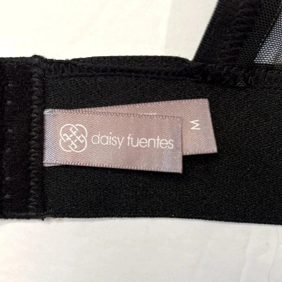 Daisy Fuentes Mesh Bralette Lace Overlay Black Medium NWT - Picture 9 of 14